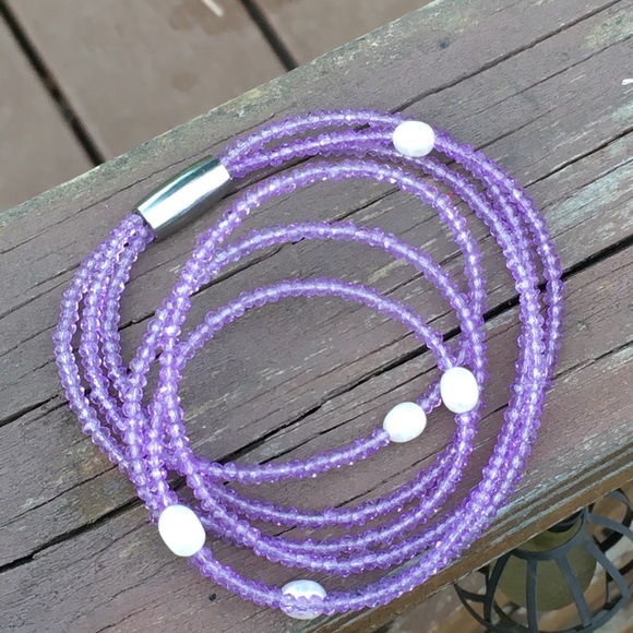 Vantel Pearls Wrap Bracelet (Lavender) - Picture 2 of 6